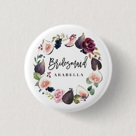 Rosa, Bordeaux und Feigenblütenmädchen Button