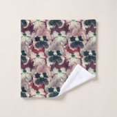 Rosa, bordeauxfarbene Blume Badhandtuch Set (Waschlappen)