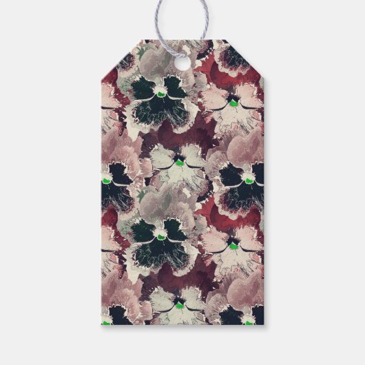 Rosa, bordeauxfarbene Blume Geschenkanhänger (Vorderseite)