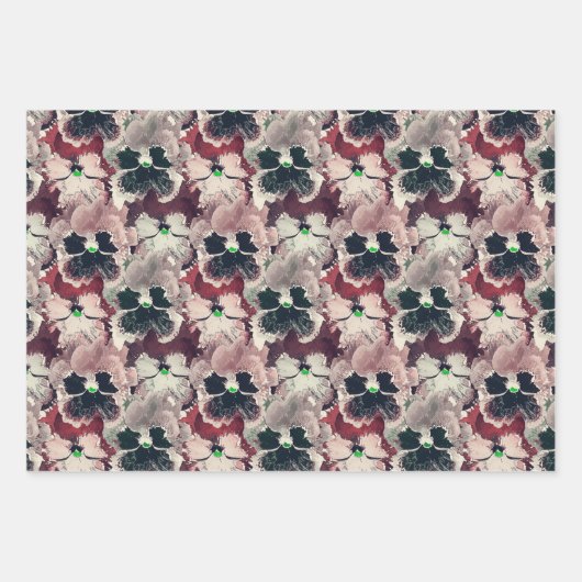 Rosa, bordeauxfarbene Blume Geschenkpapier Set (Vorderseite)