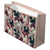 Rosa, bordeauxfarbene Blume Große Geschenktüte (Vorderseite Schrägansicht)