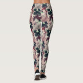 Rosa, bordeauxfarbene Blume Leggings (Rückseite)