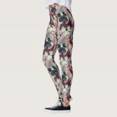 Rosa, bordeauxfarbene Blume Leggings (Links)