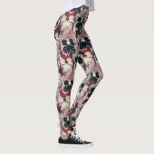 Rosa, bordeauxfarbene Blume Leggings (Rechts)