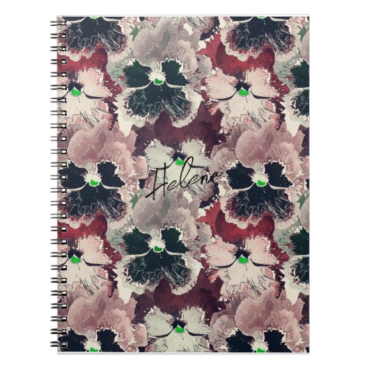 Rosa, bordeauxfarbene Blume Notebook Notizblock (Vorderseite)