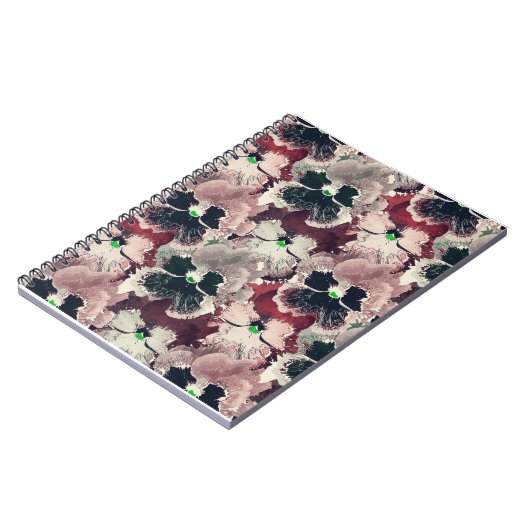 Rosa, bordeauxfarbene Blume Notizblock (Linke Seite)