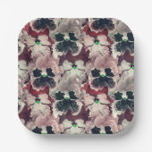 Rosa, bordeauxfarbene Blume Pappteller (Vorderseite)