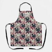 Rosa, bordeauxfarbene Blume Schürze (Vorderseite)