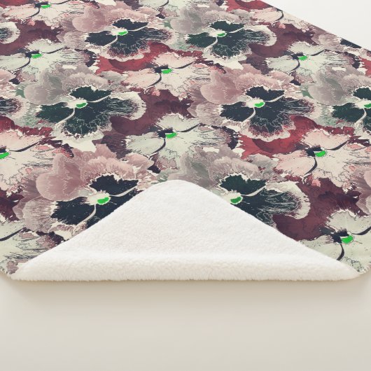 Rosa, bordeauxfarbene Blume Sherpadecke (3/4)