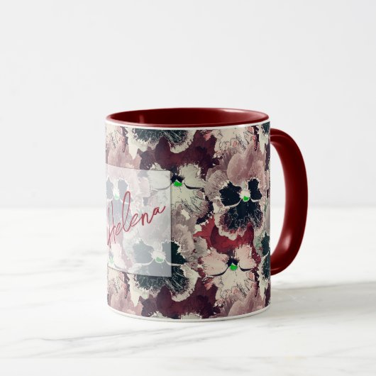 Rosa, bordeauxfarbene Blume Tasse (VorderseiteRechts)
