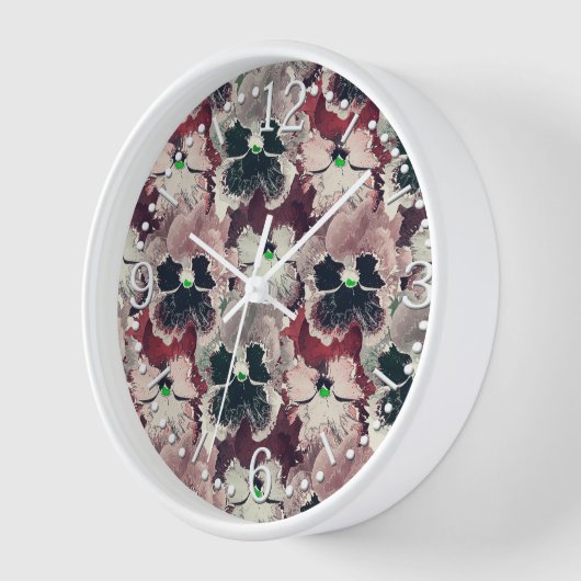 Rosa, bordeauxfarbene Blume Uhr (Winkel)