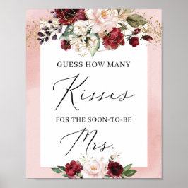 Rosa bordeauxfarbene Blüte wie viele Küsse Zeichen Poster