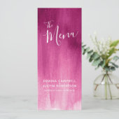 Rosa bordeauxrote Hochzeitskarte der modernen Kuns Menükarte (Stehend Vorderseite)