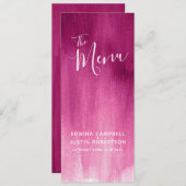 Rosa bordeauxrote Hochzeitskarte der modernen Kuns Menükarte (Vorne/Hinten)