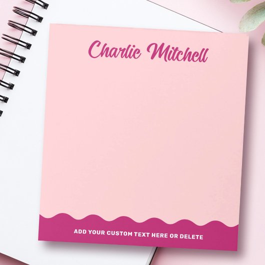 Rosa bordeauxroter Retro-individuelle Name Notizblock