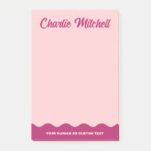 Rosa bordeauxroter Retro-individuelle Name Post-it Klebezettel (Vorderseite)