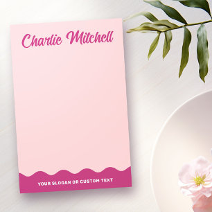 Rosa bordeauxroter Retro-individuelle Name Post-it Klebezettel
