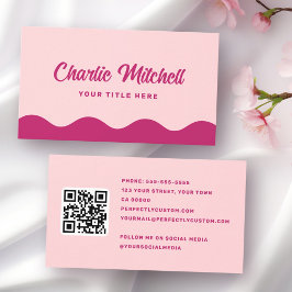 Rosa bordeauxrotes Retro-Namenswunder, Wavy-Wellen Visitenkarte