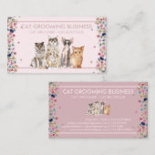 Rosa Border Floral Frame Cat Liebe Pfeffer Paare Visitenkarte (Vorne/Hinten)