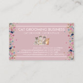 Rosa Border Floral Frame Cat Liebe Pfeffer Paare Visitenkarte (Rückseite)