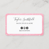 Rosa Border Imitate Glitzer Loyalty Card Visitenkarte (Rückseite)