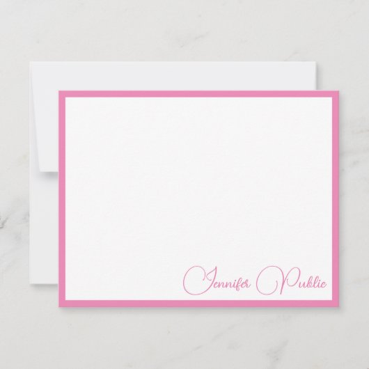 Rosa Border Typografy Script Name White Template Mitteilungskarte (Vorderseite)
