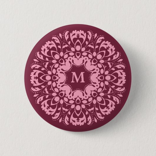 Rosa borundy Monogramm Button (Vorderseite)