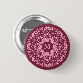 Rosa borundy Monogramm Button (Vorne & Hinten)