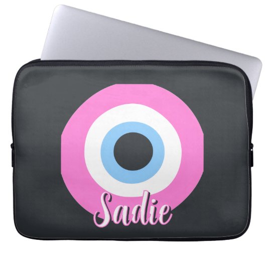 rosa böser Blick anpassbar Laptopschutzhülle (Vorderseite)