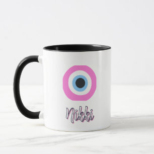 rosa böser Blick Tasse    anpassbar 