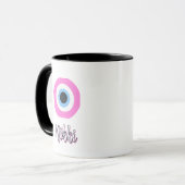 rosa böser Blick Tasse || anpassbar  (Vorderseite Links)