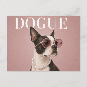 Rosa Boston Terrier Hund Covergirl Postkarte