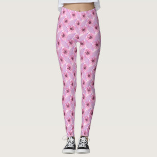 Rosa Botanical-Aquarell-Blumen-Naturdesign B Leggings