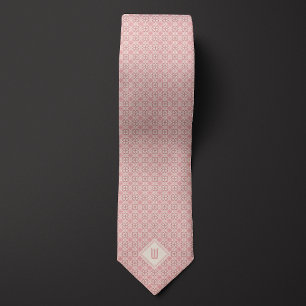 Rosa Botanisch Inspiriert Monogramm Krawatte