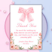 Rosa Botanische Babydusche Dankeskarte