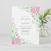 Rosa botanische florale Hochzeit Einladung (Stehend Vorderseite)