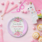 Rosa Botanische Geburtstagspopolette Pappteller (Party)