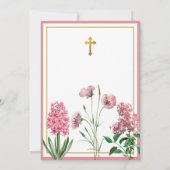 Rosa Botanische Goldtaufe Christening Girl Foto Einladung (Rückseite)