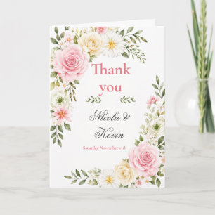 Rosa Botanische Hochzeit Dankeskarte