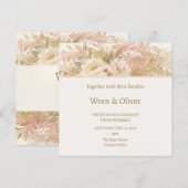 Rosa Botanische Hochzeit Einladung (Vorne/Hinten)