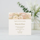 Rosa Botanische Hochzeit Einladung (Stehend Vorderseite)