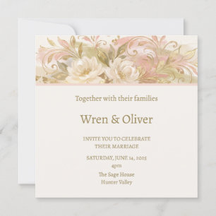 Rosa Botanische Hochzeit Einladung