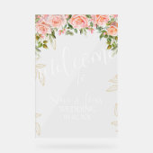 Rosa Botanische Hochzeit von Florals Acrylschild (Vorderseite)