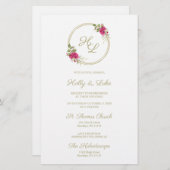 Rosa Botanische Initialen Elegantes Wreath Wedding (Vorne/Hinten)