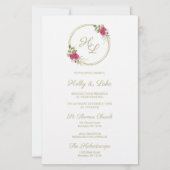 Rosa Botanische Initialen Elegantes Wreath Wedding (Vorderseite)