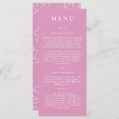 Rosa Botanische Moderne Hochzeitskarte Menükarte (Vorne/Hinten)