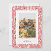 Rosa Botanische Muster - Fotokarte Einladung (Vorderseite)