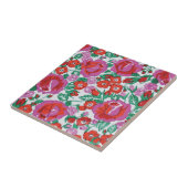 Rosa Botanische Rose Blumenmuster Fliese (Seite)