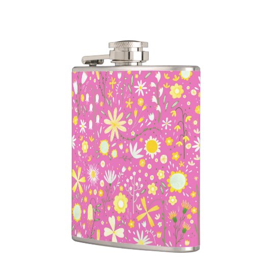 Rosa botanische Wildblume Flachmann (Links)