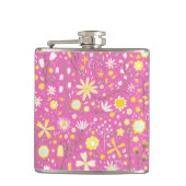 Rosa botanische Wildblume Flachmann (Vorderseite)